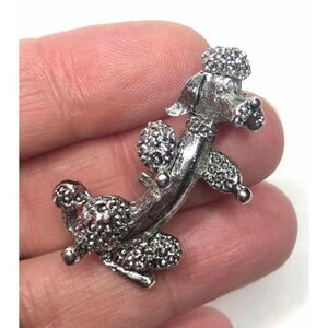 937 Vintage Signed GERRY'S Silver Tone Poodle Pin / Brooch Dog